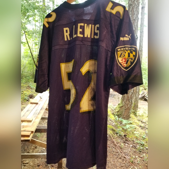 Football Jersey Mesh T Shirt Baltimore Ravens Ray Lewis 52 Purple Puma Large NFL - Picture 6 of 9